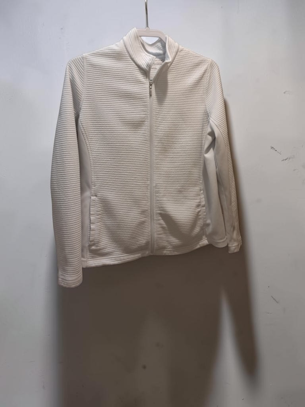 Pebble Beach White Ribbed Zip-Up Warm Up Jacket